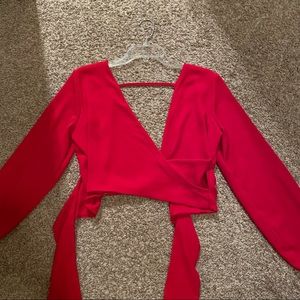VENUS red wrap long sleeve top